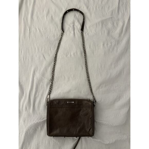 Rebecca Minkoff Mini MAC Leather Crossbody Bag Taupe Silver Hardware - Picture 5 of 14